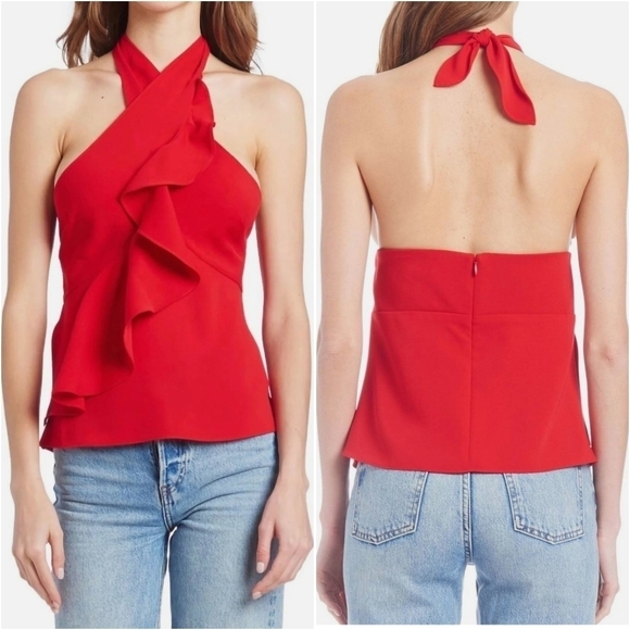 {XS} Amanda Uprichard New York Cabo Halter Top In Scarlet - Picture 1 of 9